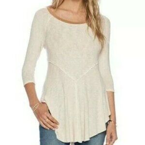 FREE PEOPLE Cream Nude Seam Weekend Layering Tunic Top Size Small